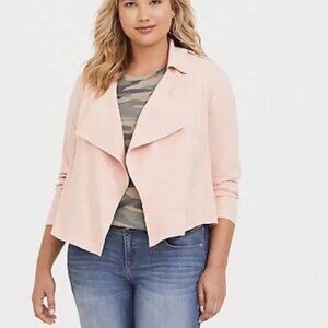 Torrid Soft Pink Drape Front Twill Jacket Womens Plus Size 4X